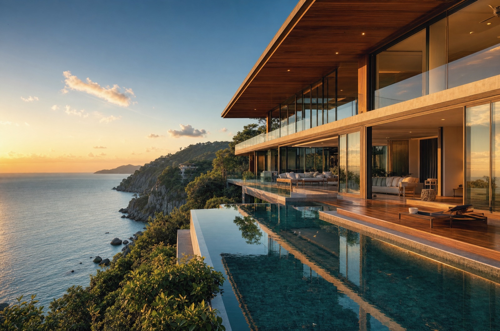 Cliffside villa with infinity pool over the sea