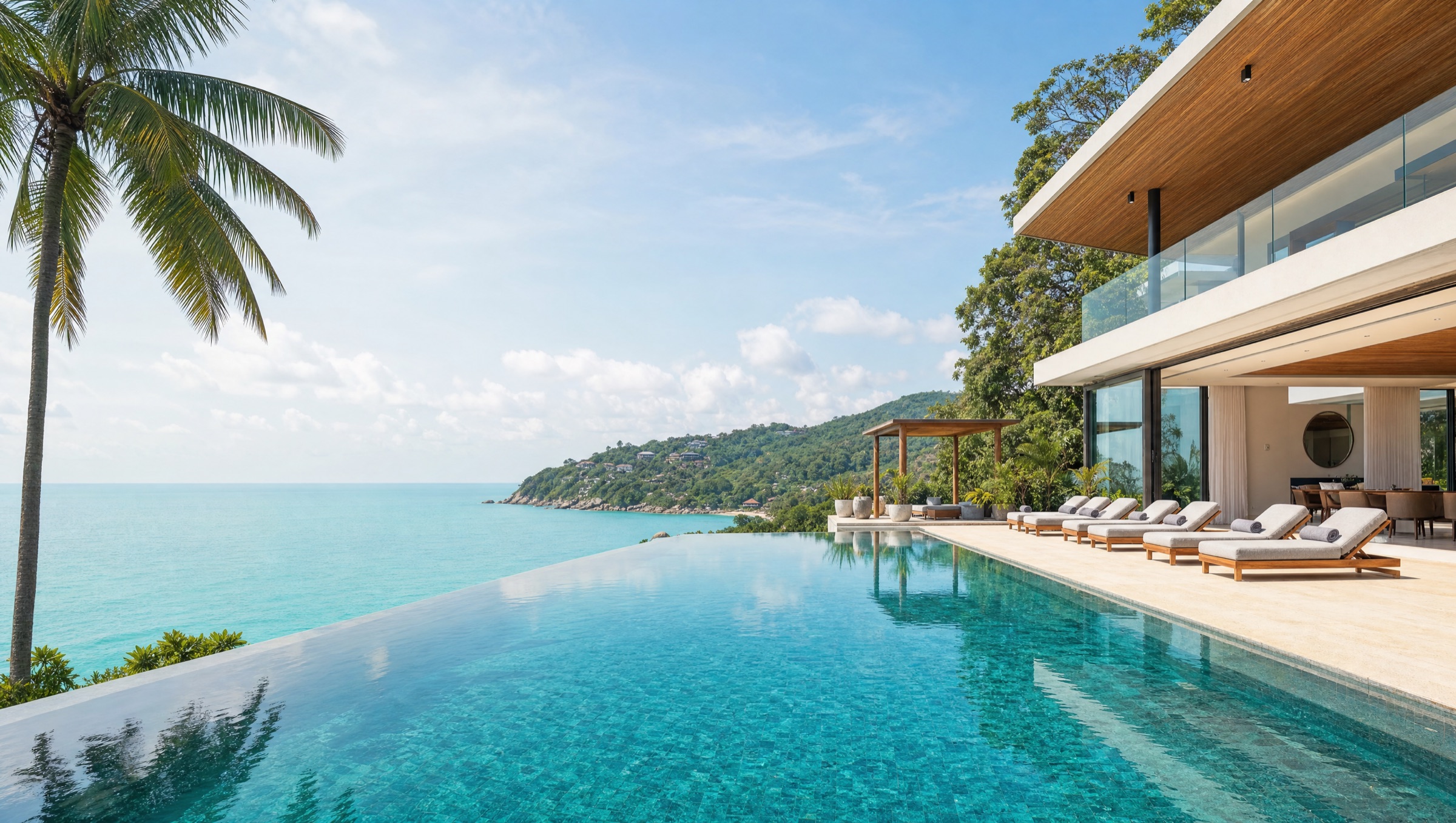 Modern luxury villa with infinity pool overlooking the ocean, Koh Samui