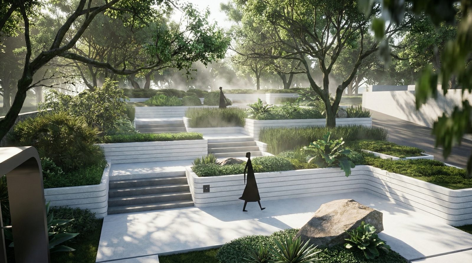Landscaped central park within the development
