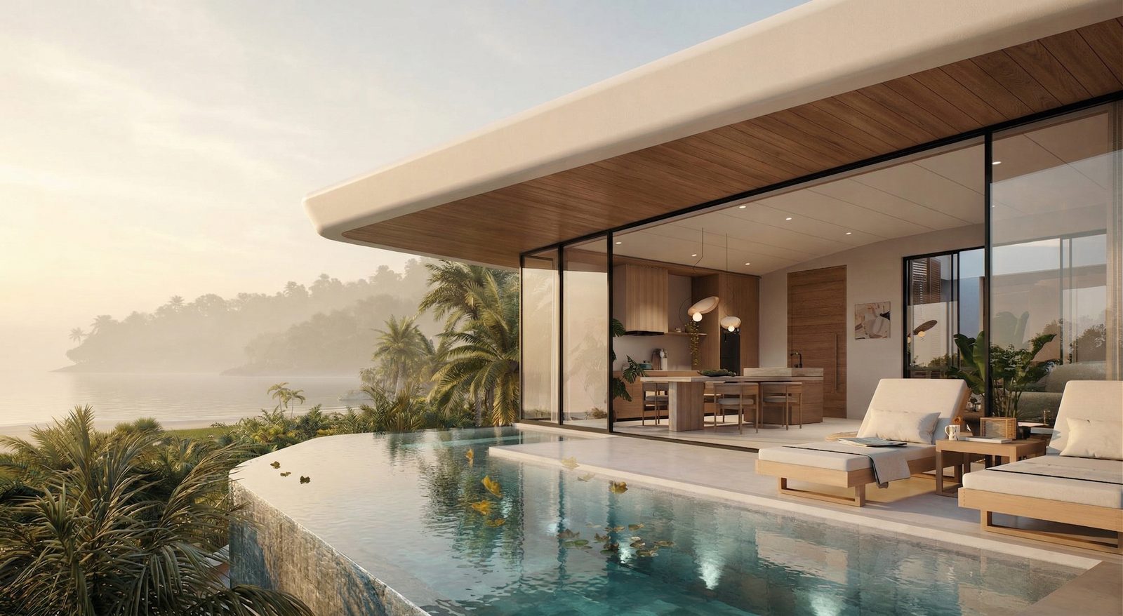 Private pool terrace with ocean view