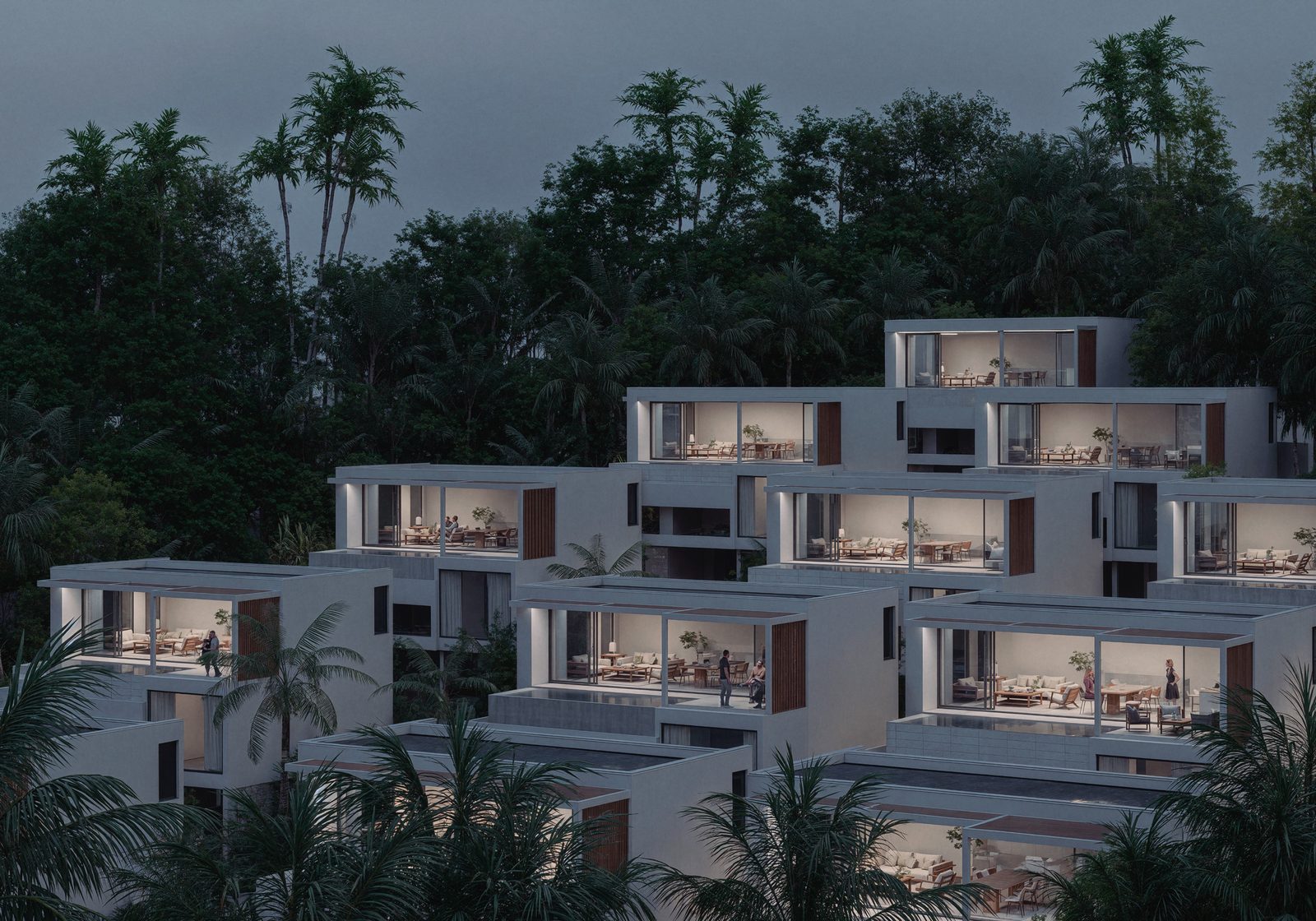 Cluster of pool villas on the plateau