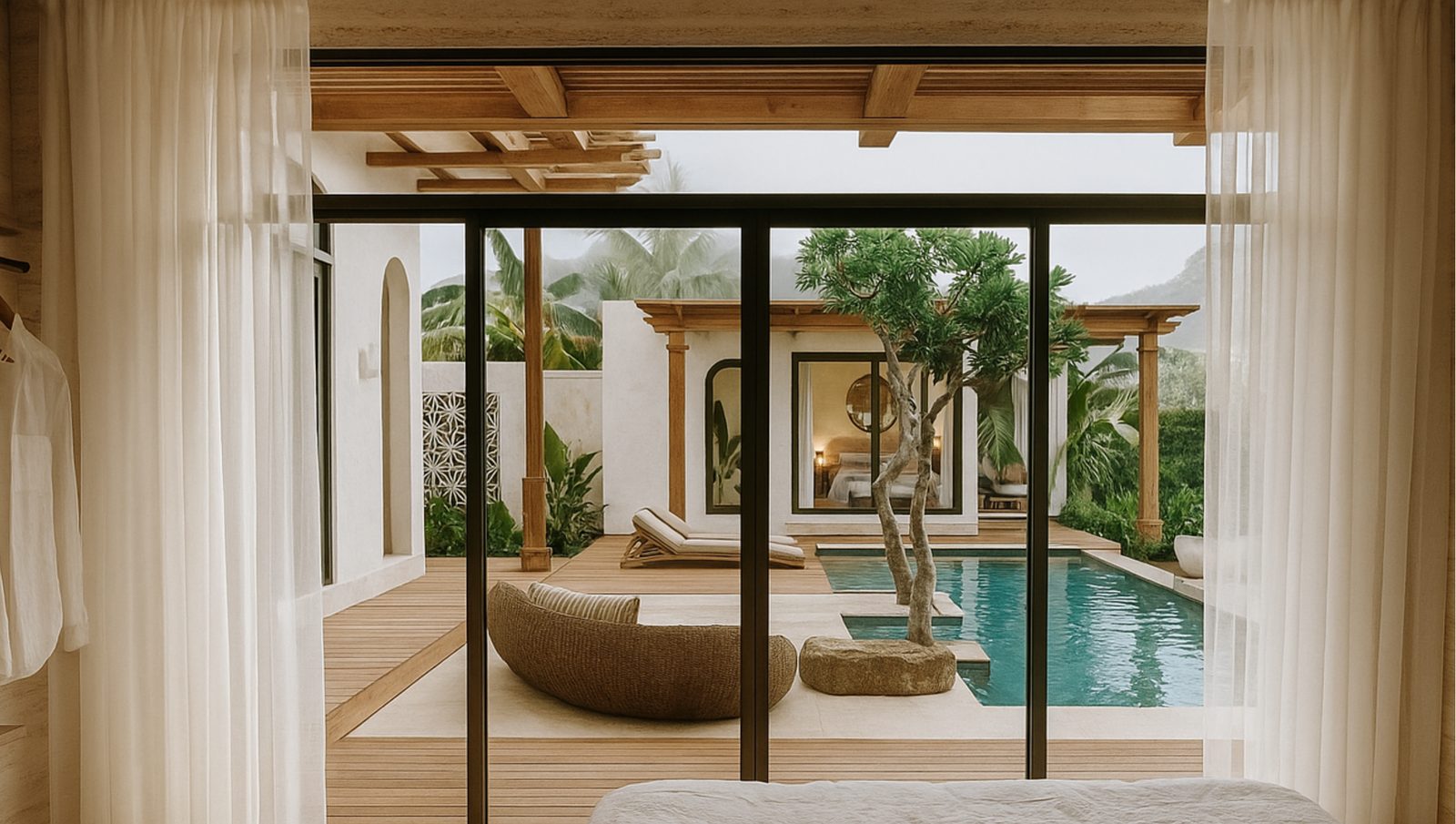 Master bedroom opening to the pool terrace