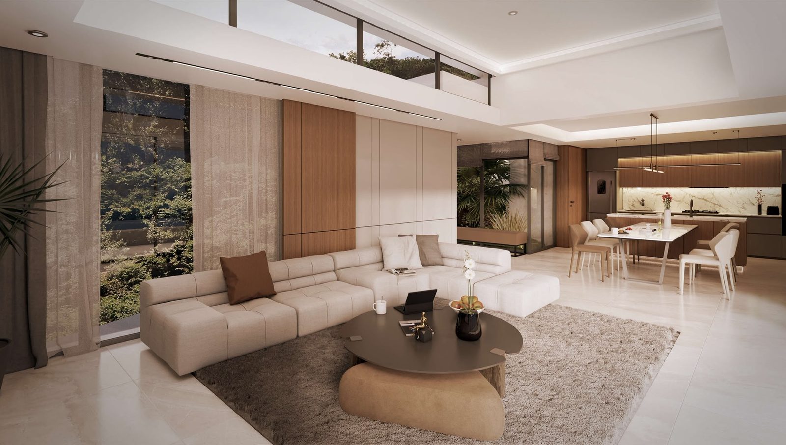 Living room opening to the terrace