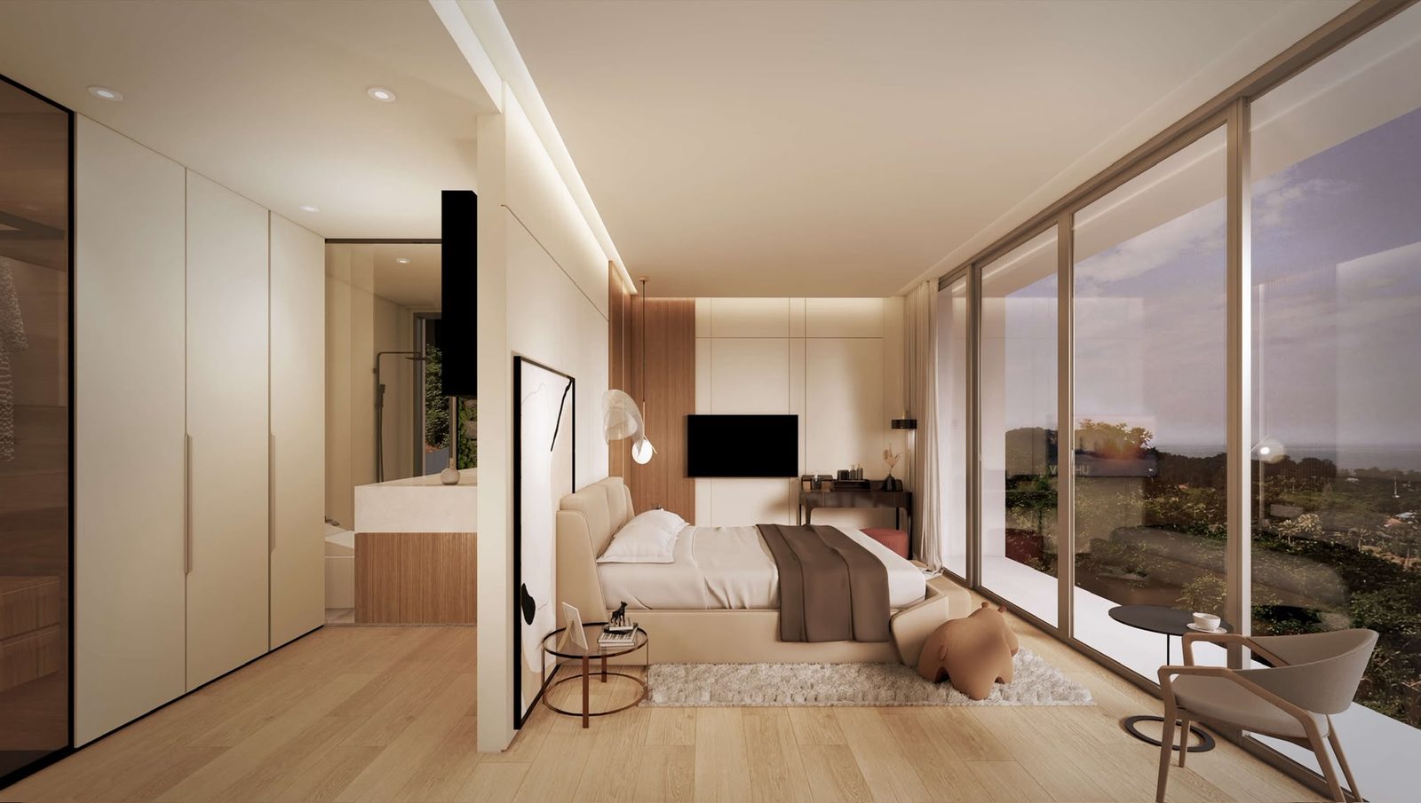 Living space with full-height glass to the garden