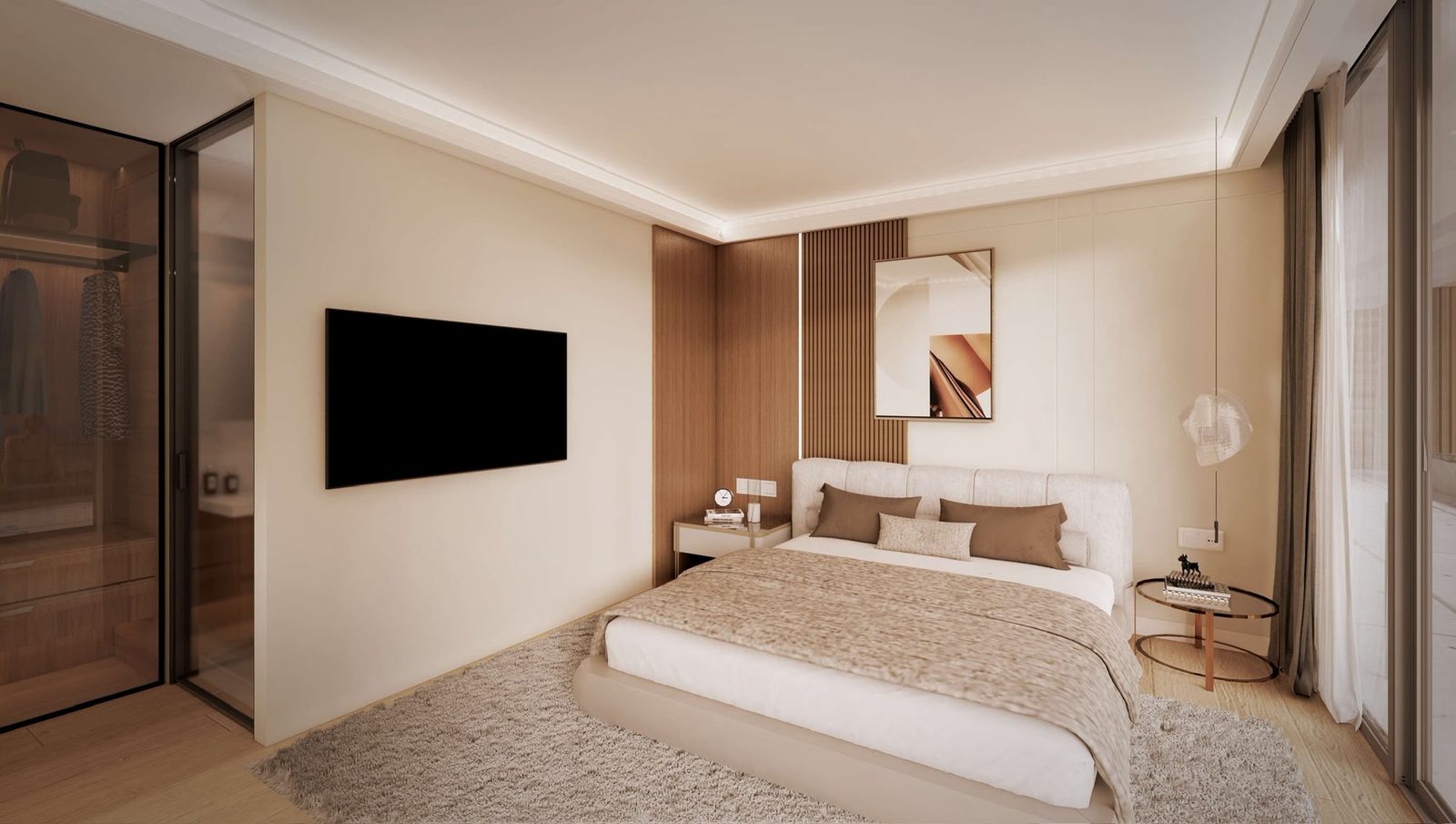 Guest bedroom with built-in wardrobe