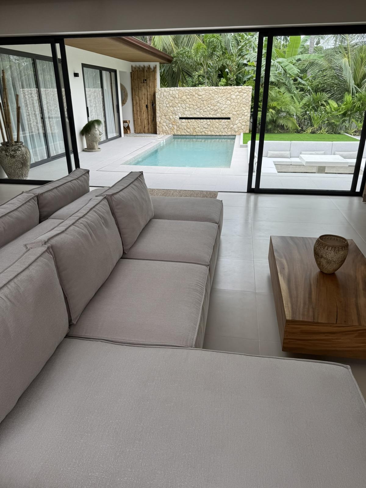 Living room looking out to the pool terrace