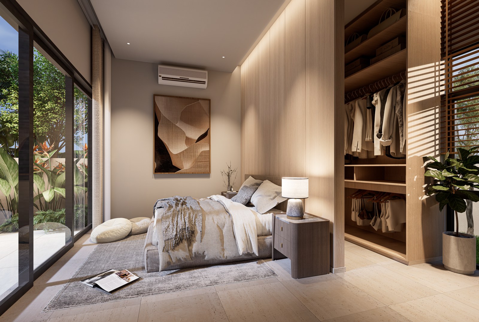 Master bedroom with its walk-in wardrobe