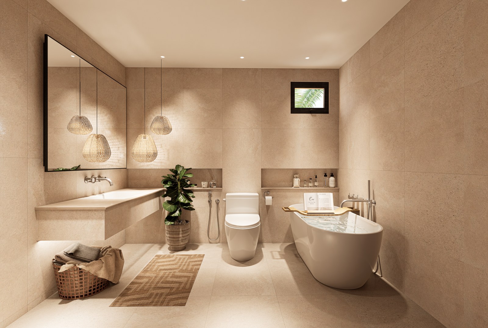 Master bathroom with a freestanding bath