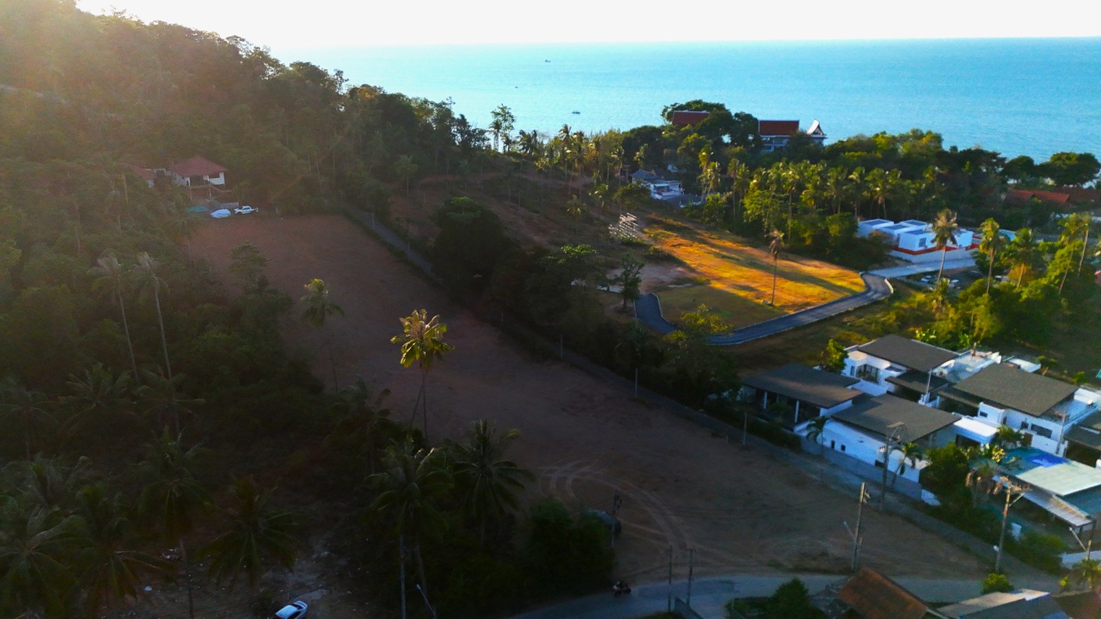 Bang Po from above, the coast road and the bay