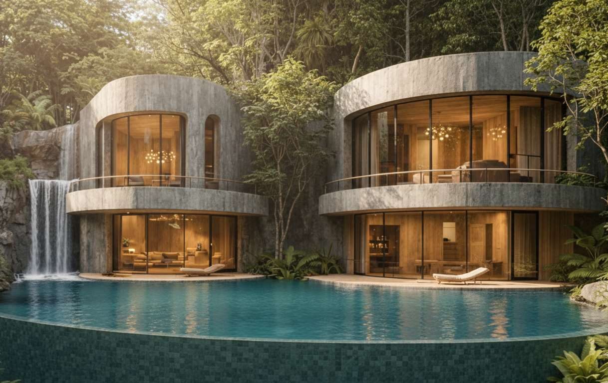 Villas with a shared pool amid greenery
