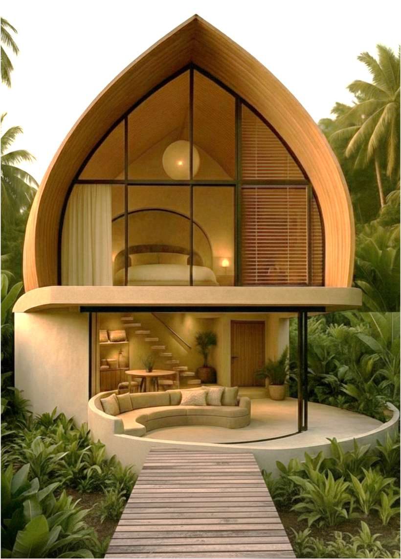 Bamboo A-frame pavilion