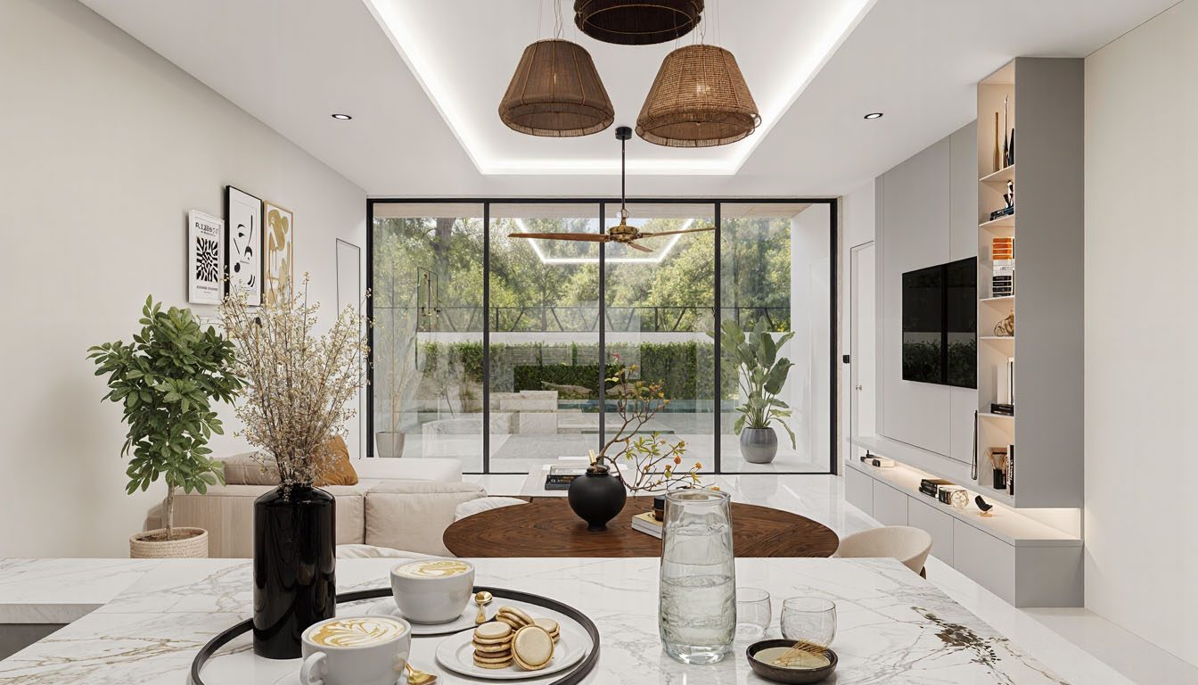Open-plan living and dining opening to the garden
