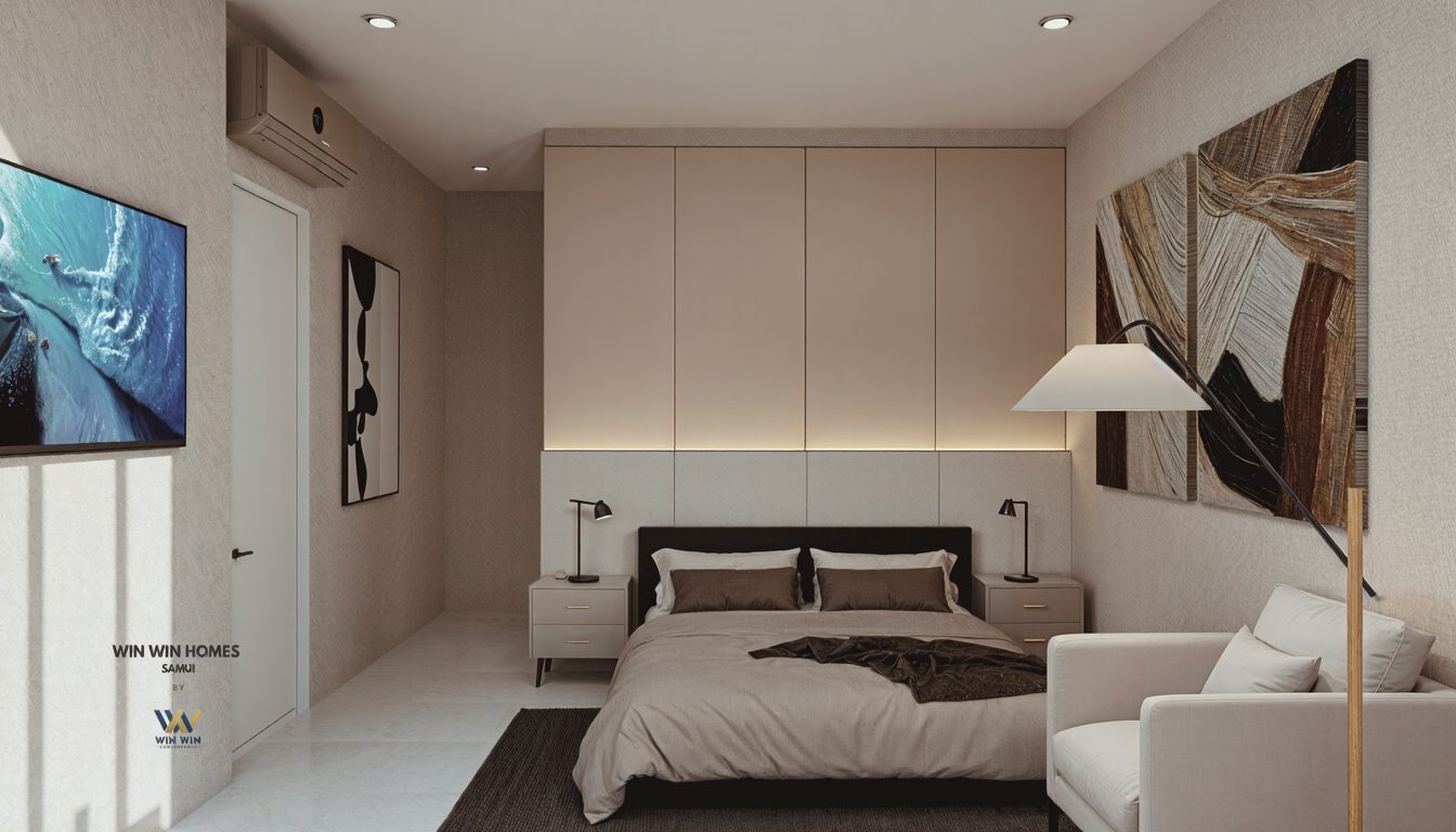 Bedroom with a lounge corner