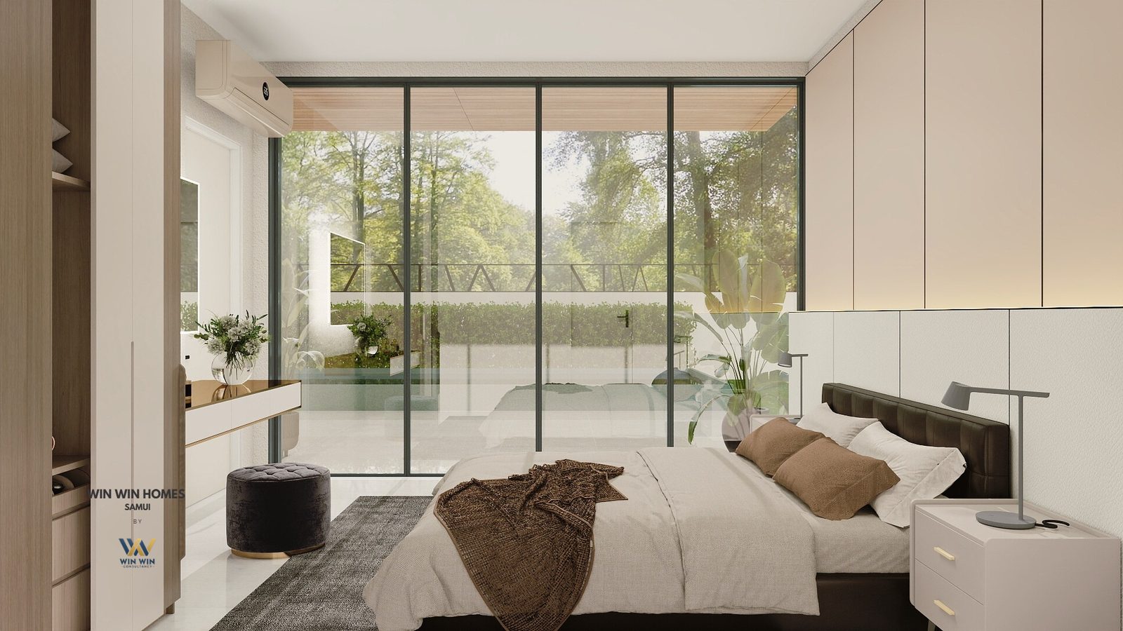 Living room opening to the pool garden