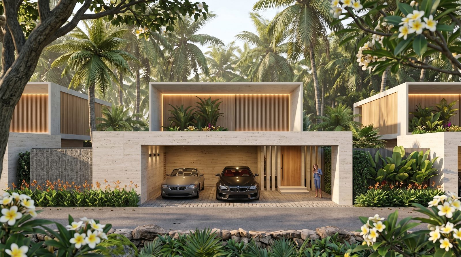 The gated entrance and garage from the lane