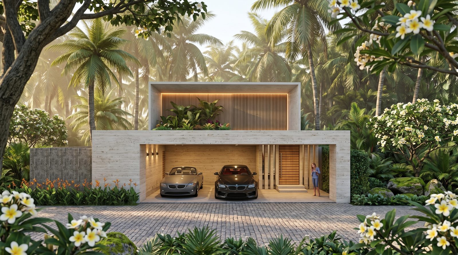 Garage and entrance court