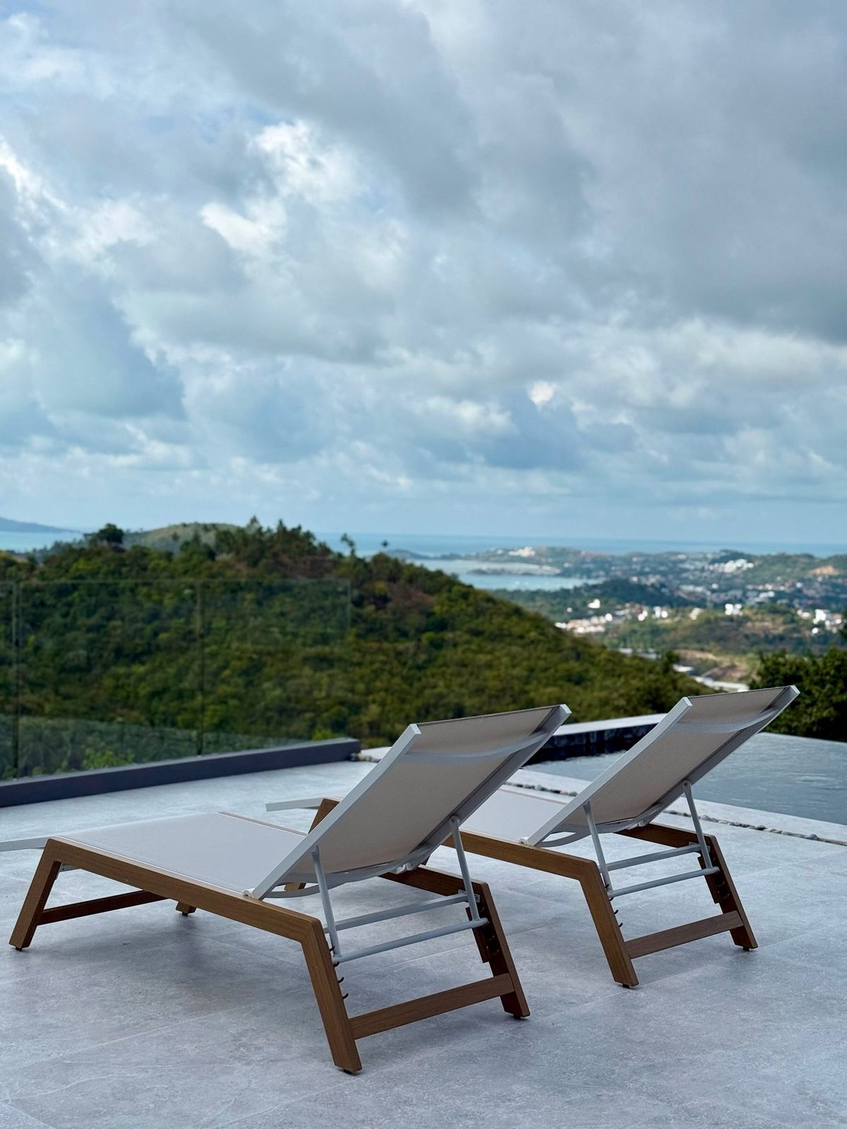Aerial view of the infinity pool and sun terrace