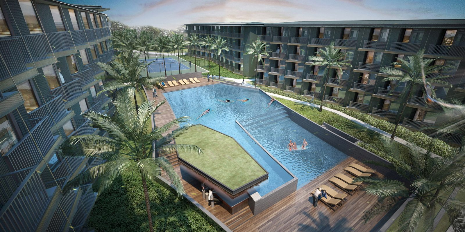 The 398 m2 pool and sun loungers