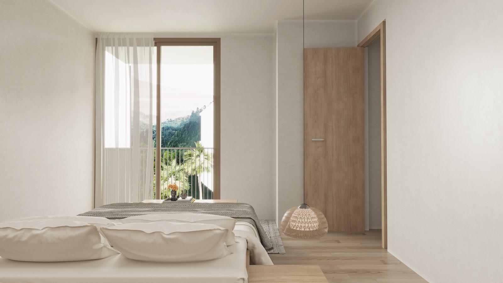 Bedroom with the balcony door