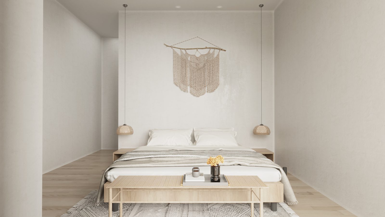 A bedroom in the larger two-bedroom
