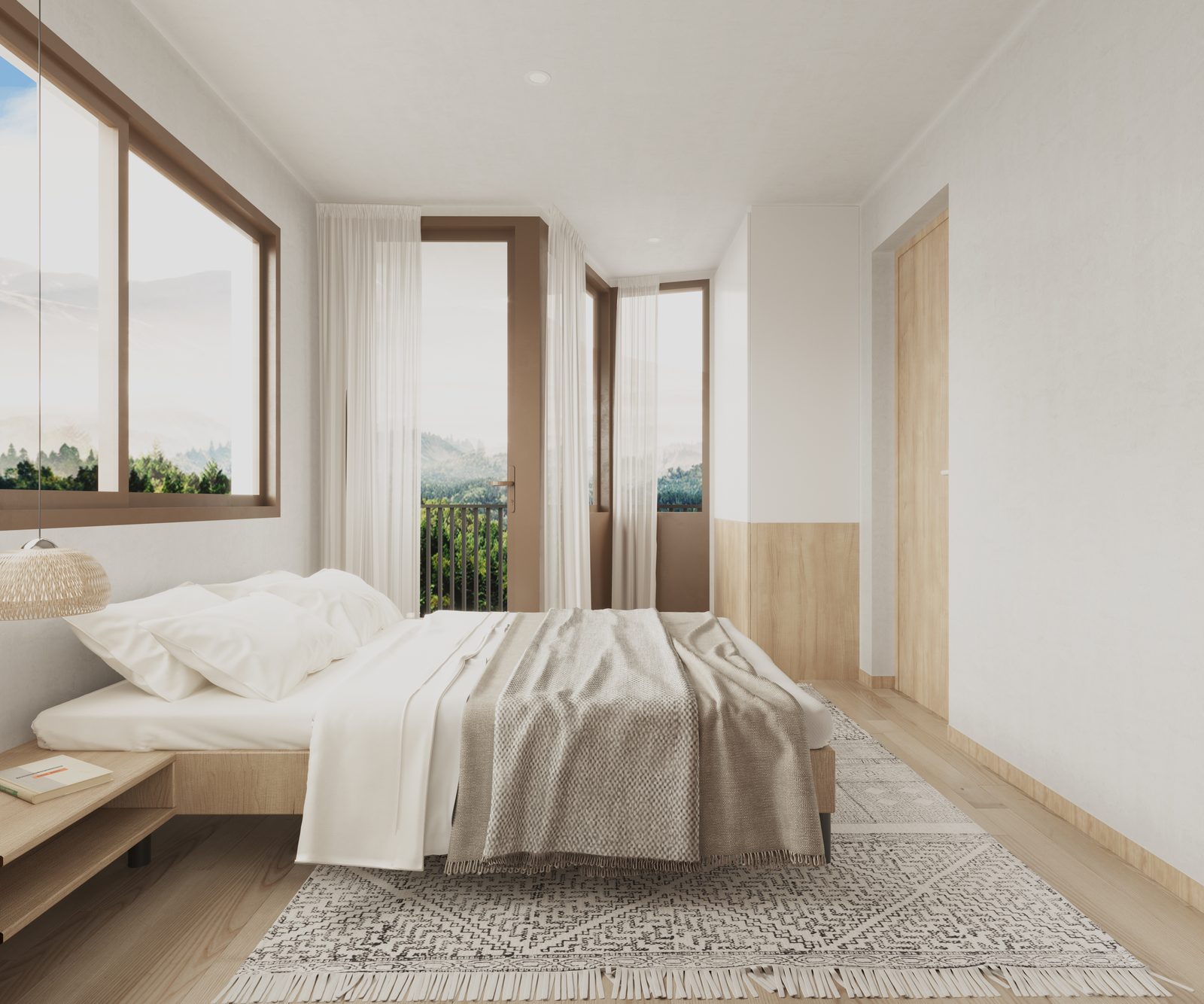 Bedroom of a two-bedroom unit, photographed in phase 1