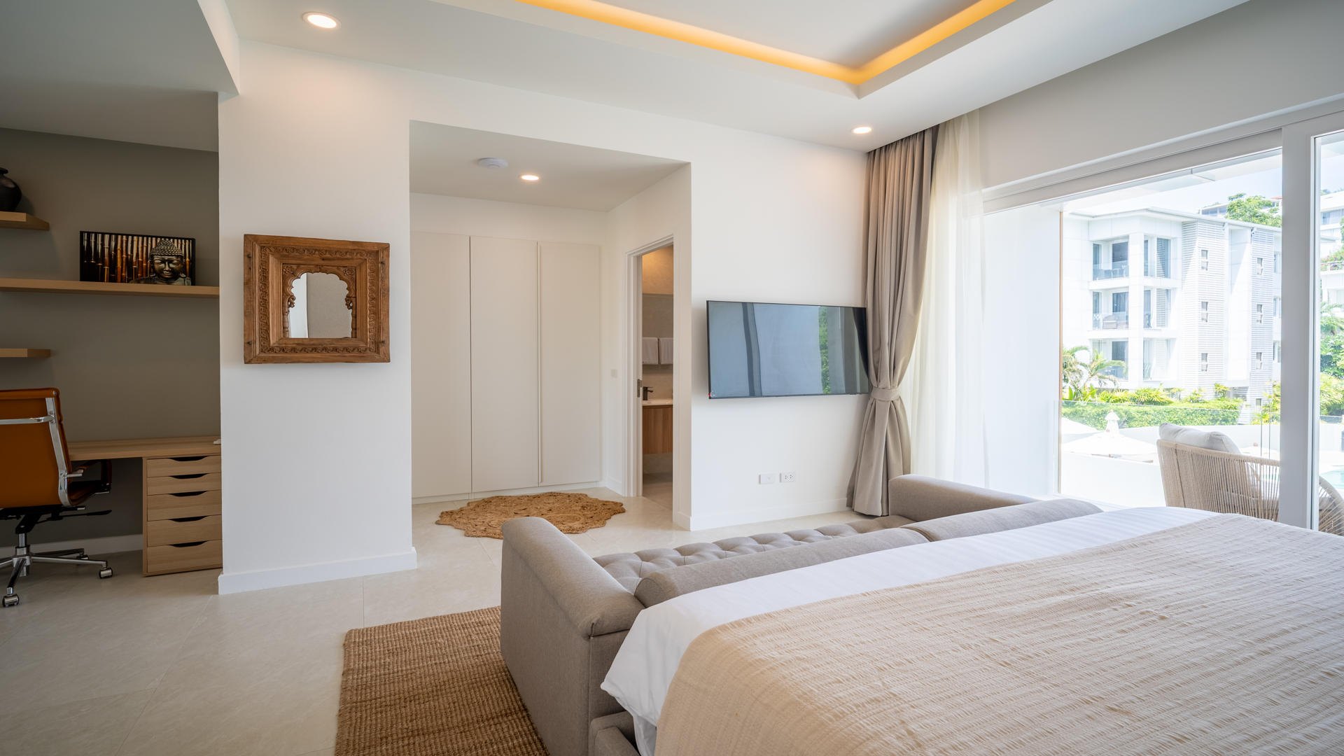 A double bedroom with the window onto the garden side