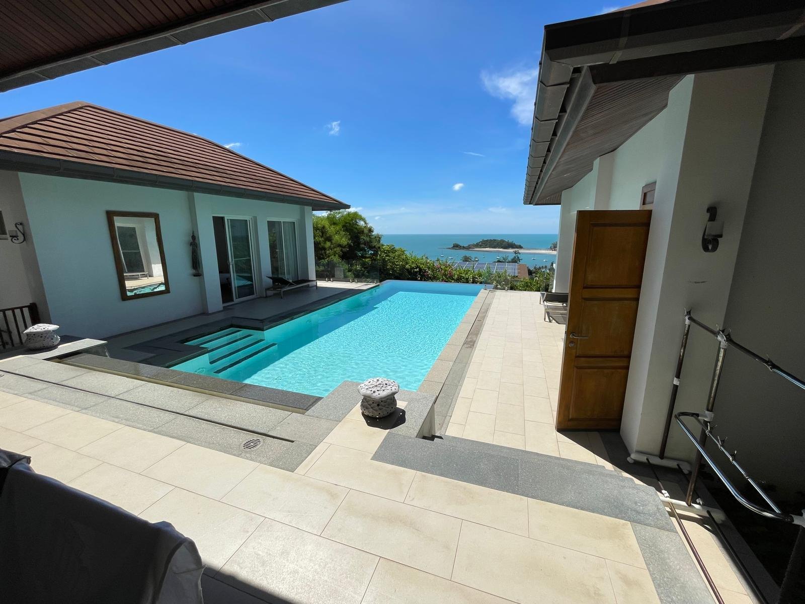 The pool looking out towards the sea