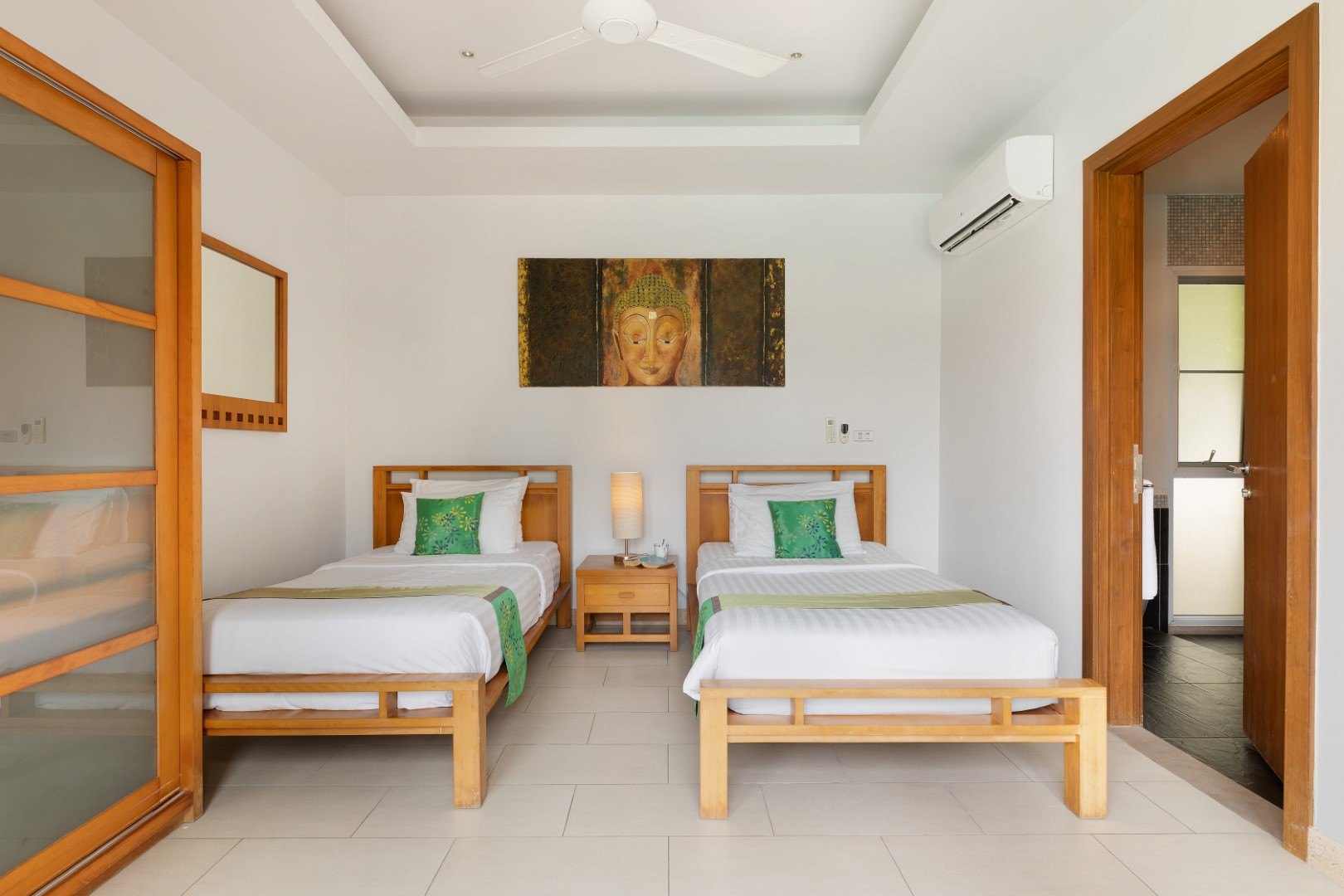 A twin bedroom in the guest wing
