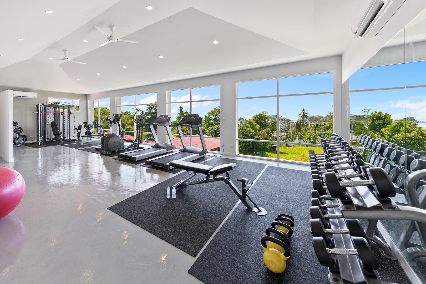 The gym looking out to the trees