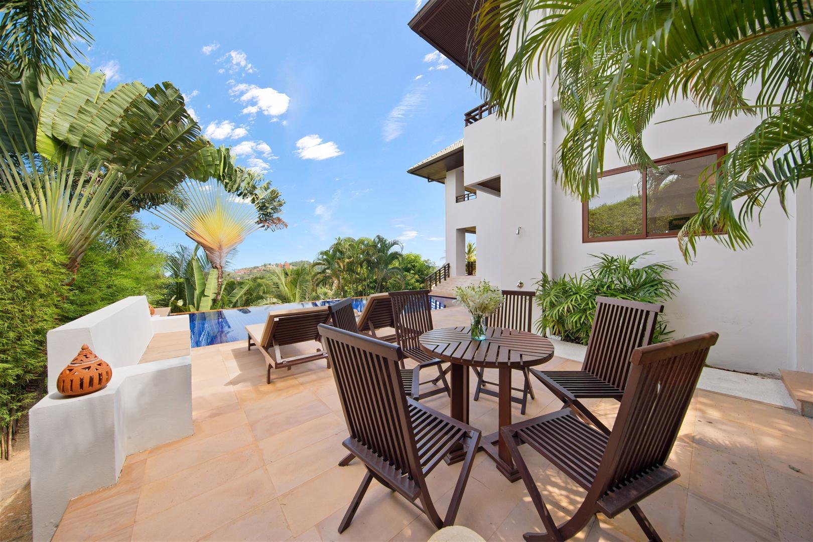 The terrace dining table under the trees