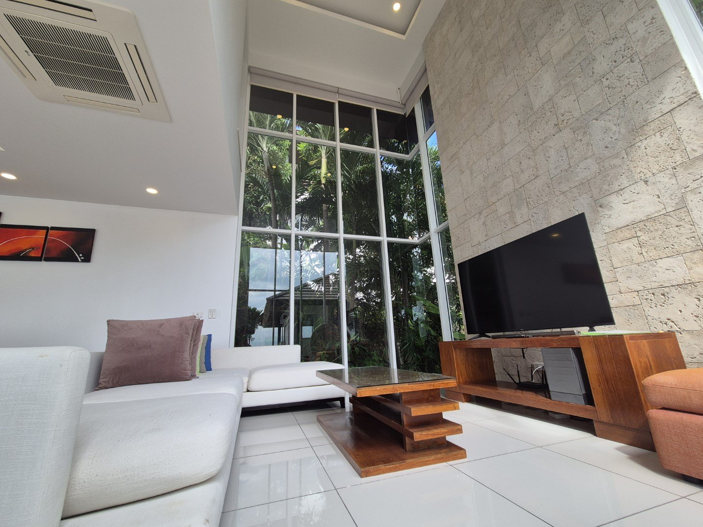 The double-height lounge