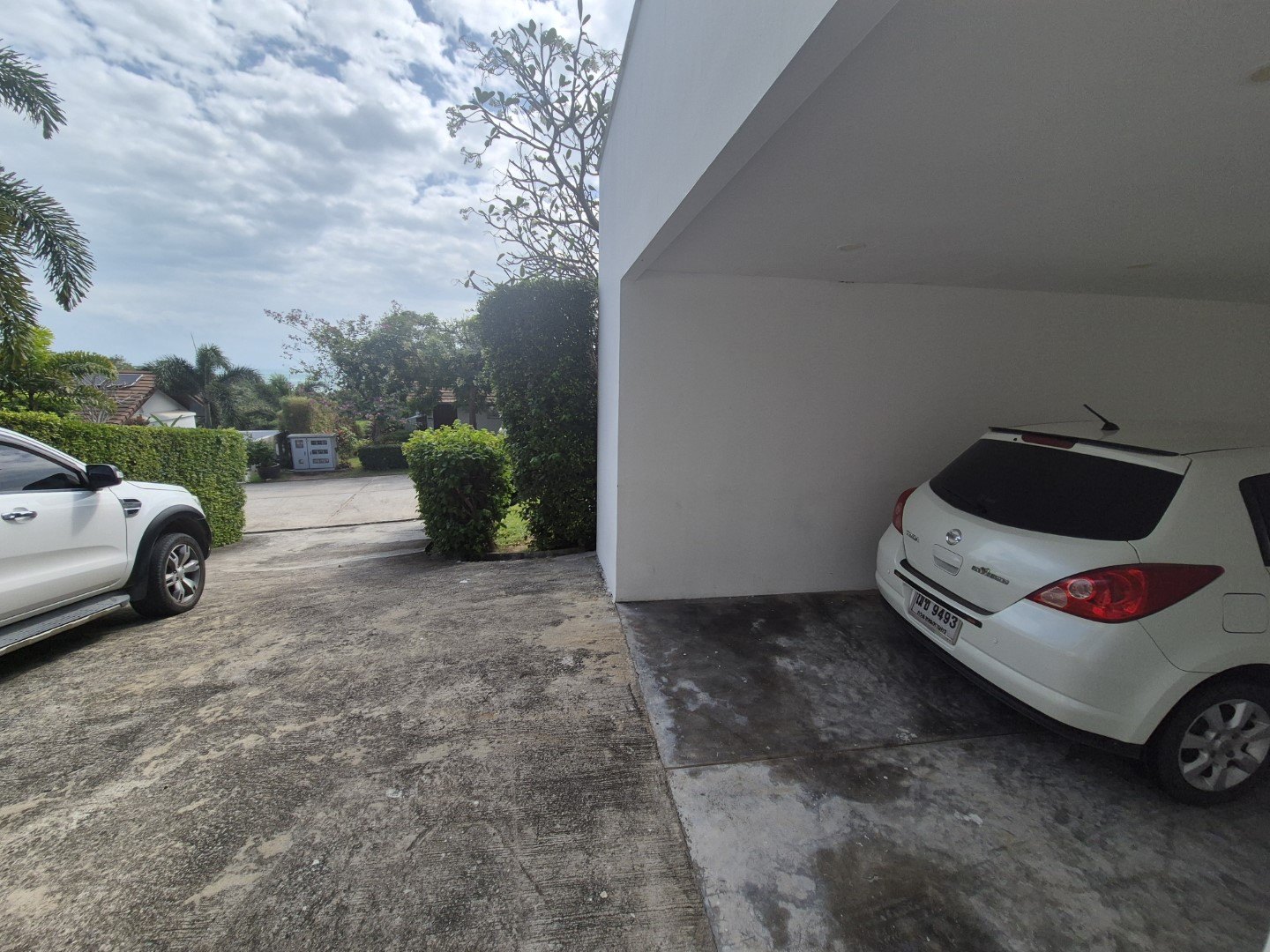 The covered carport on the plot
