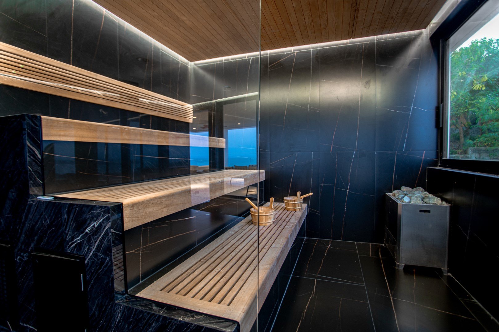 The sauna in the villa spa