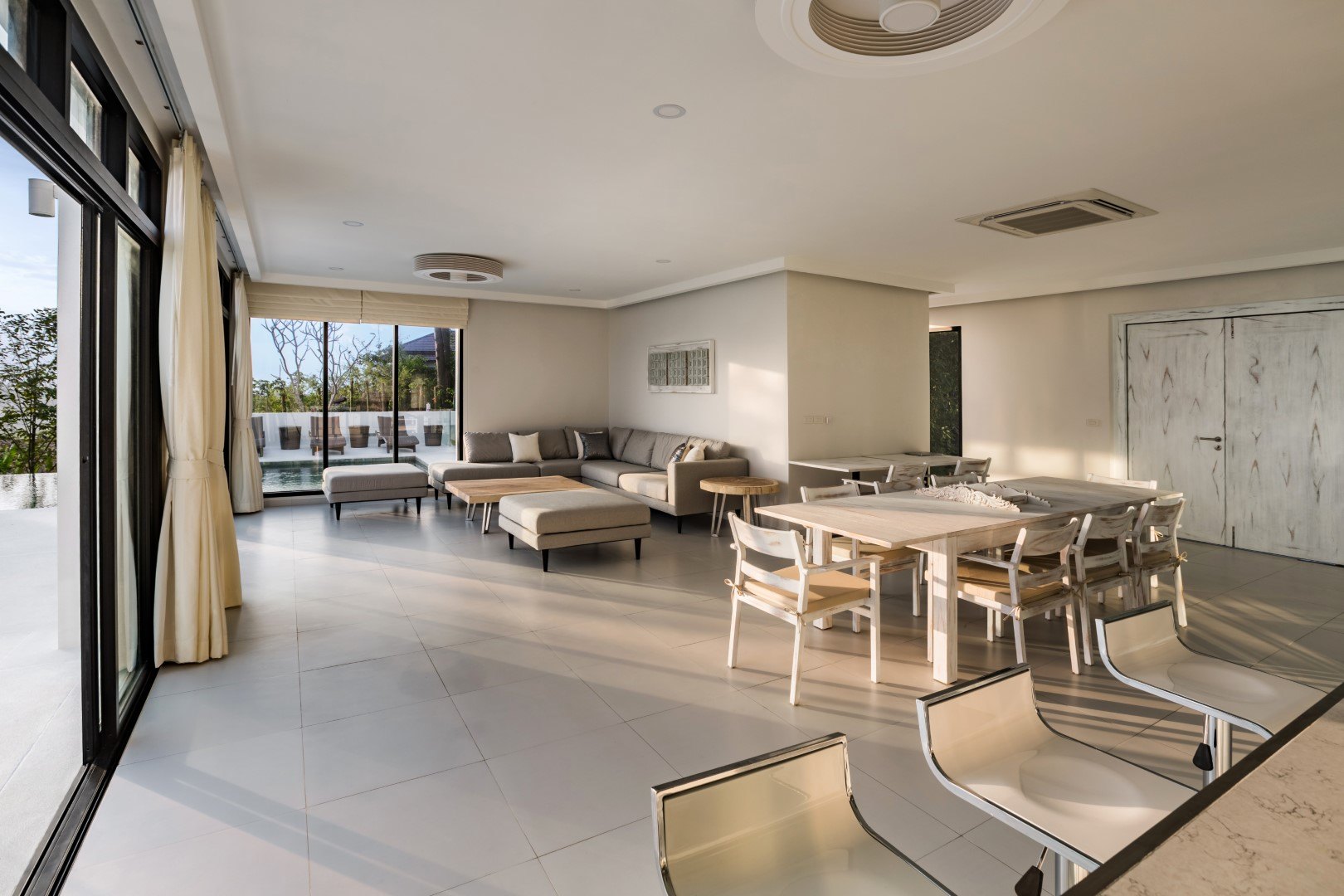 Living and dining space seen together