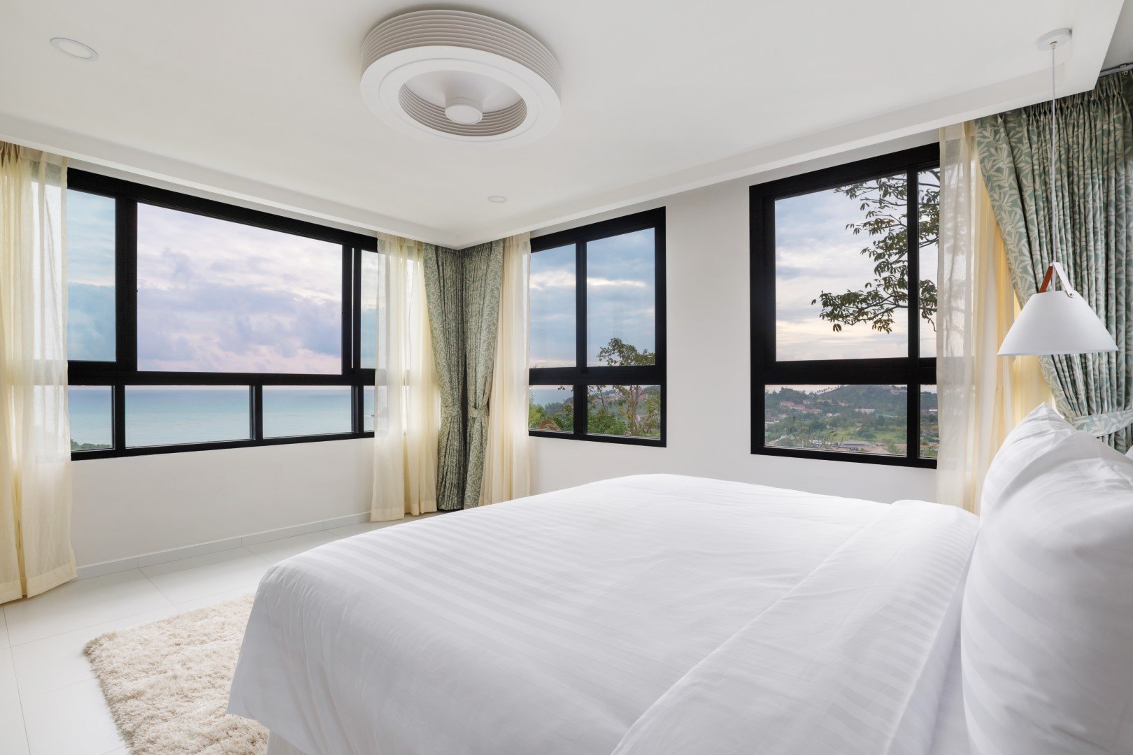 A guest bedroom on the living level