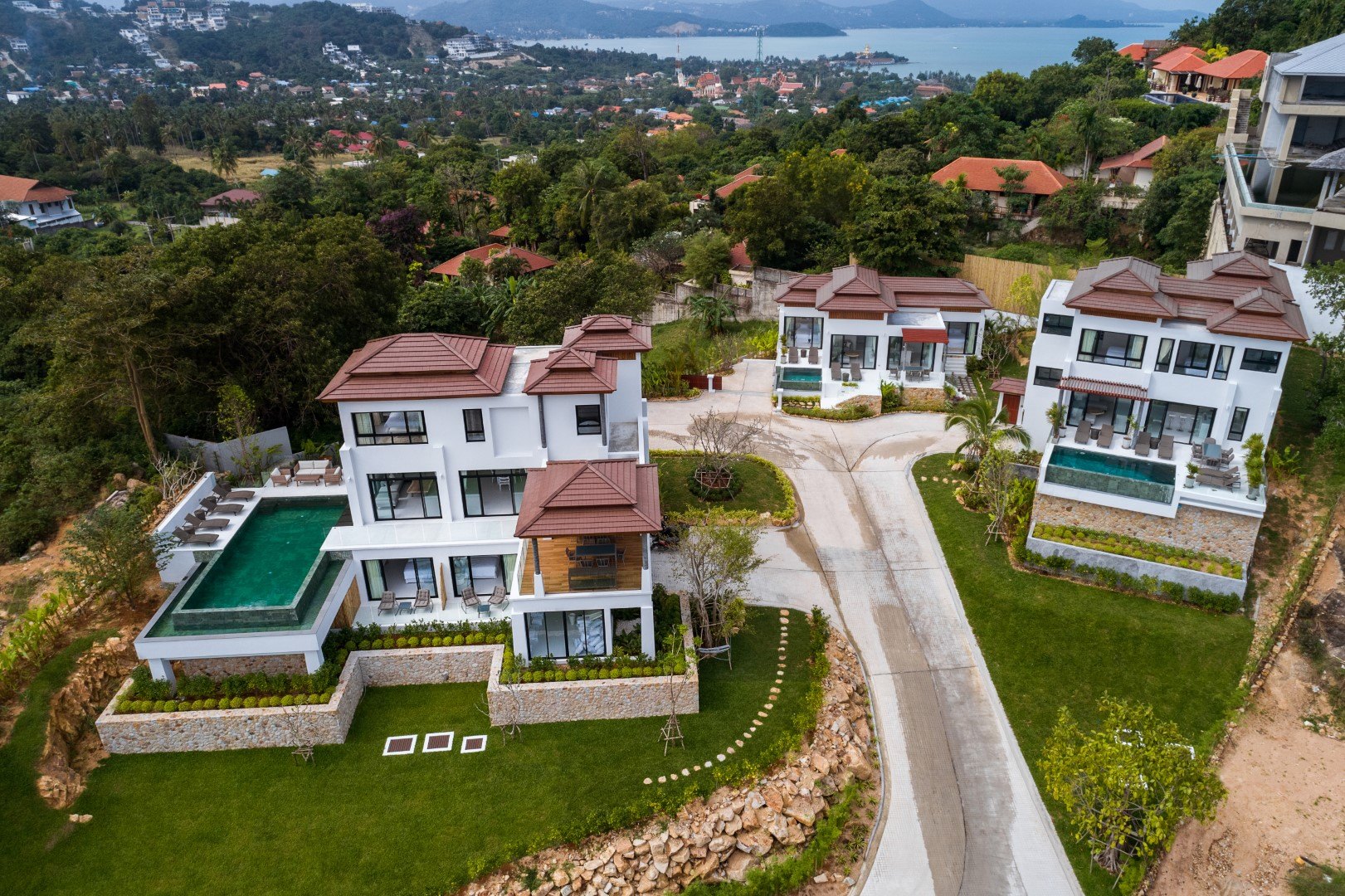 The estate villas seen from above