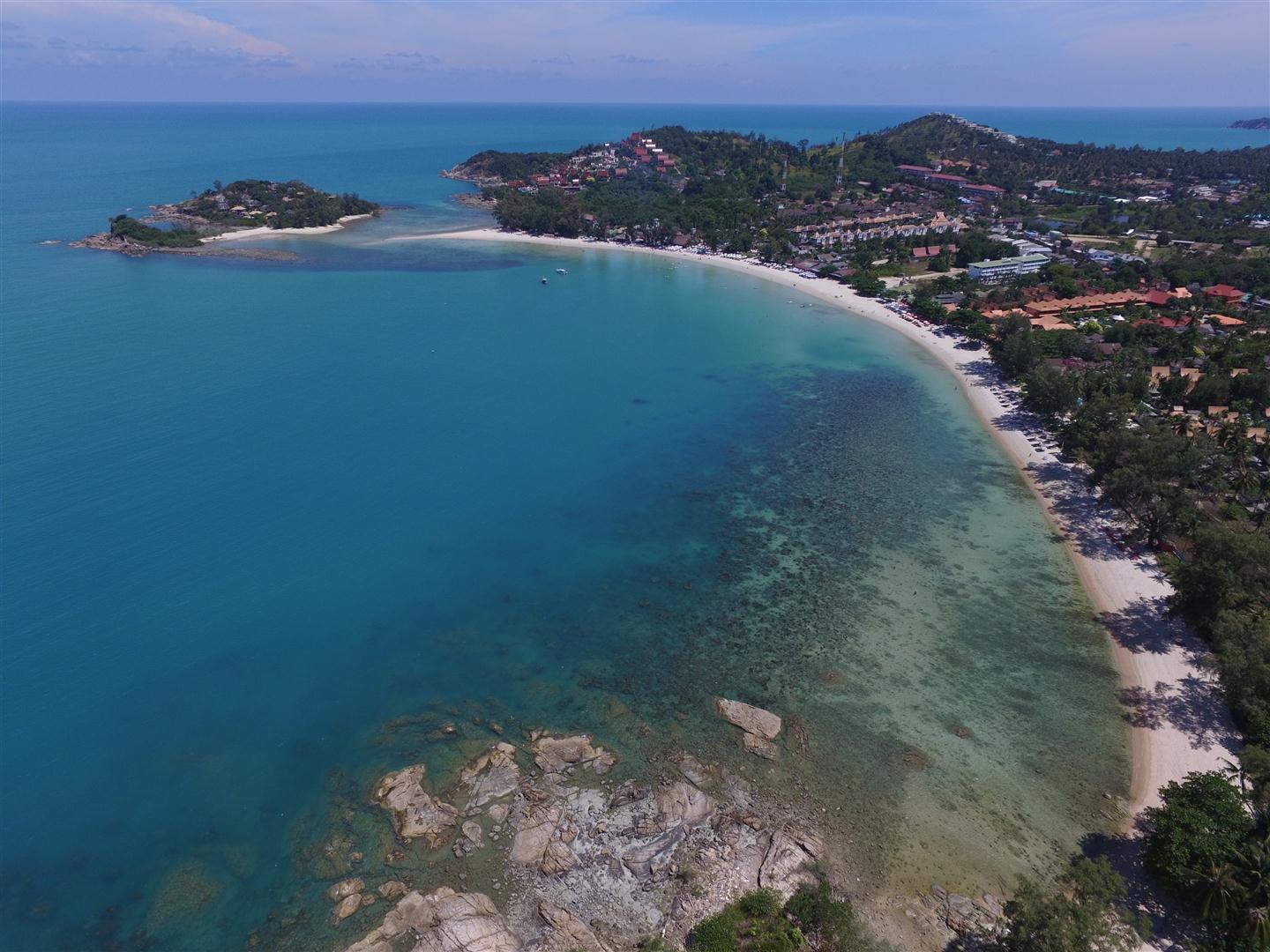 Choeng Mon bay and its headland from the air