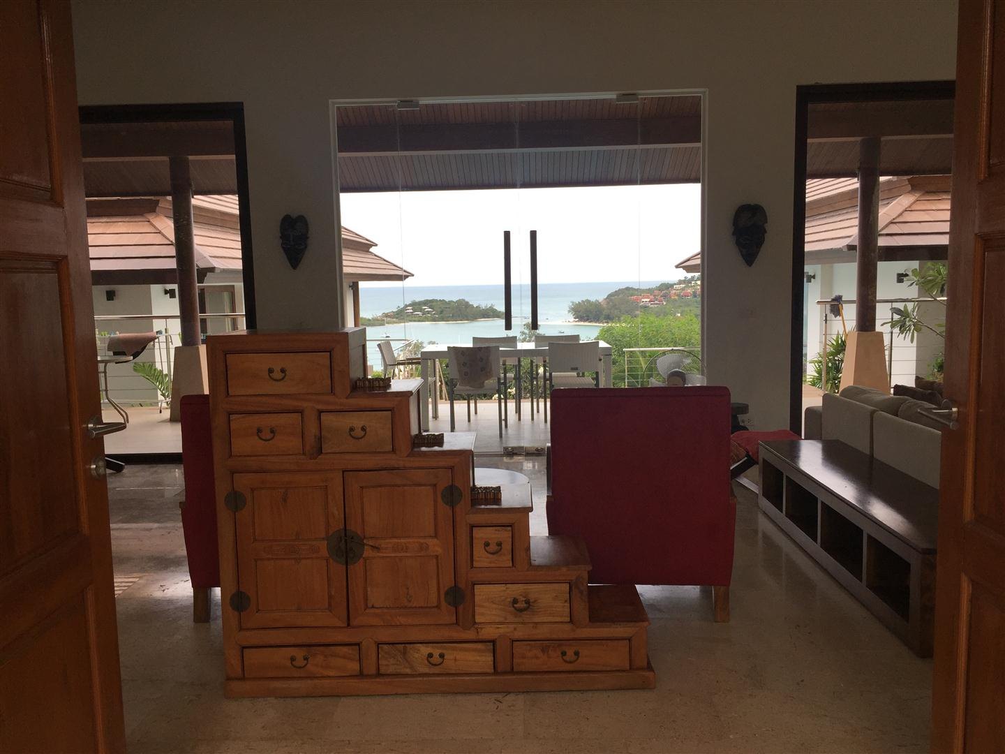 The living space looking out towards the sea