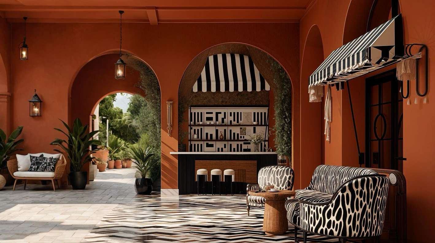 Reception and lounge in the resort building