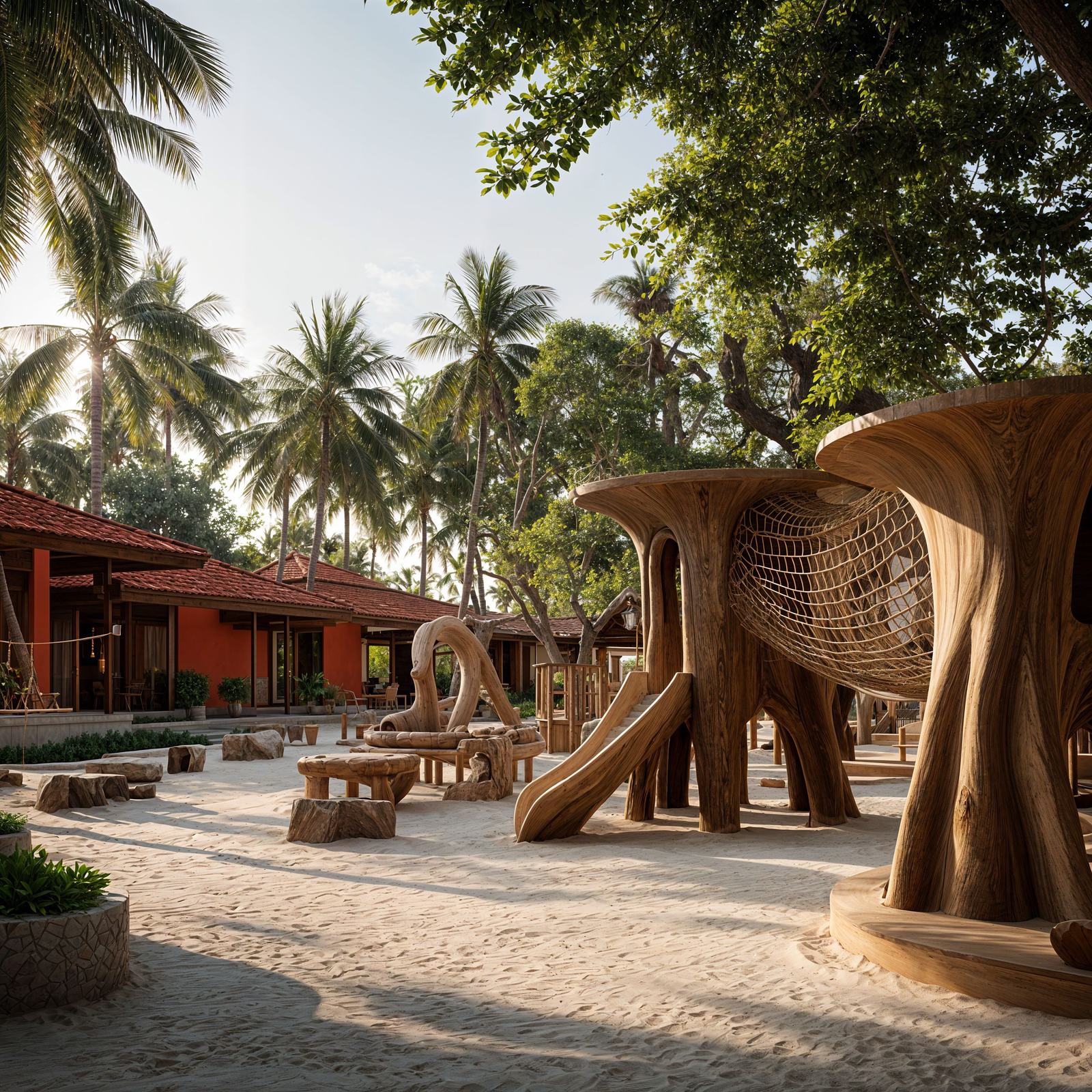 Sculptural play structure in the children’s area