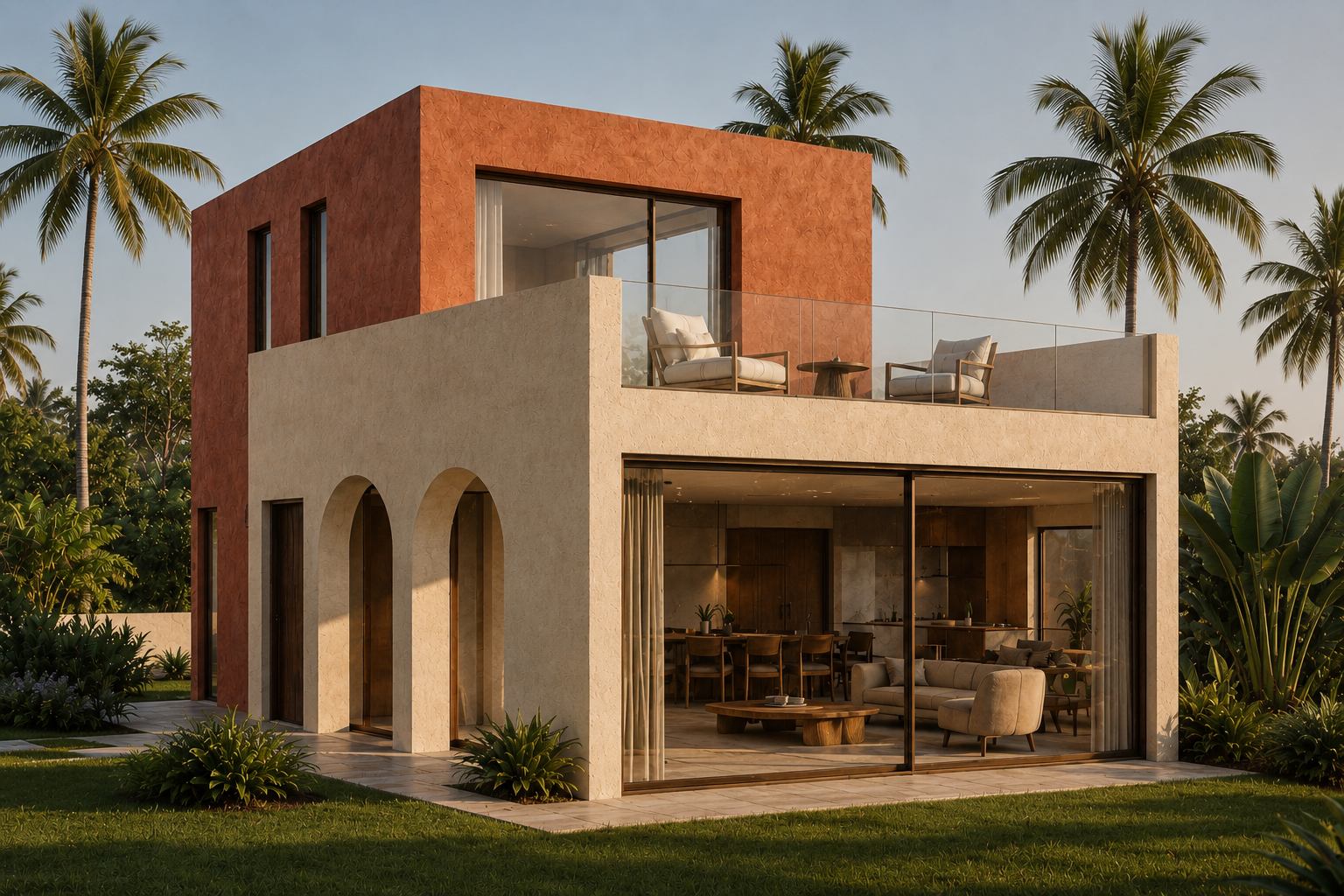 Two-bedroom lagoon-front residence from the garden