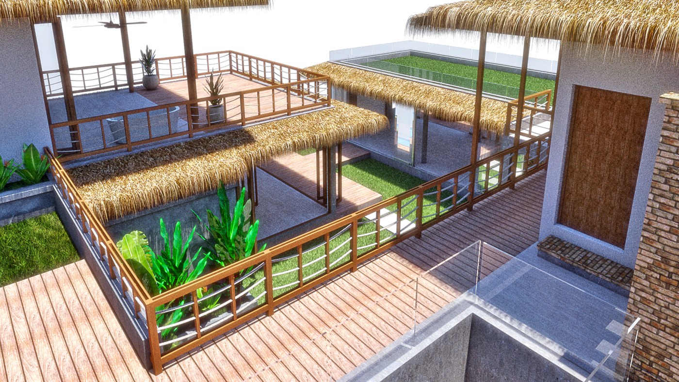 Design render of the timber deck and the stepped terraces