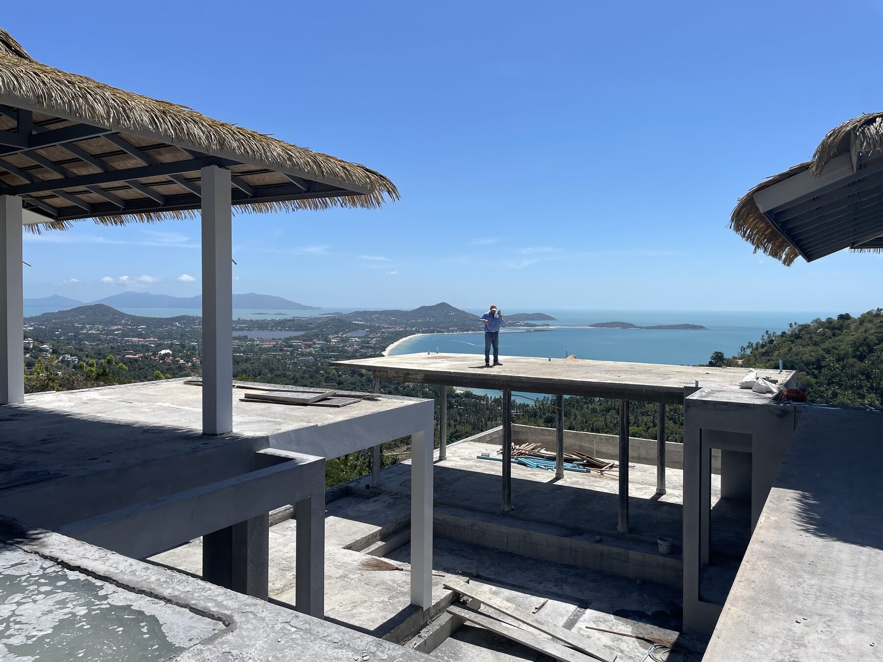 The bay and the hills seen from the villa terrace