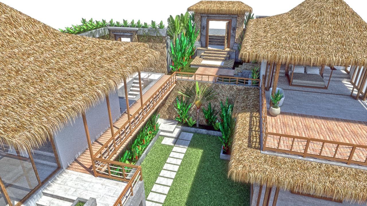 Design render of the garden between the pavilions