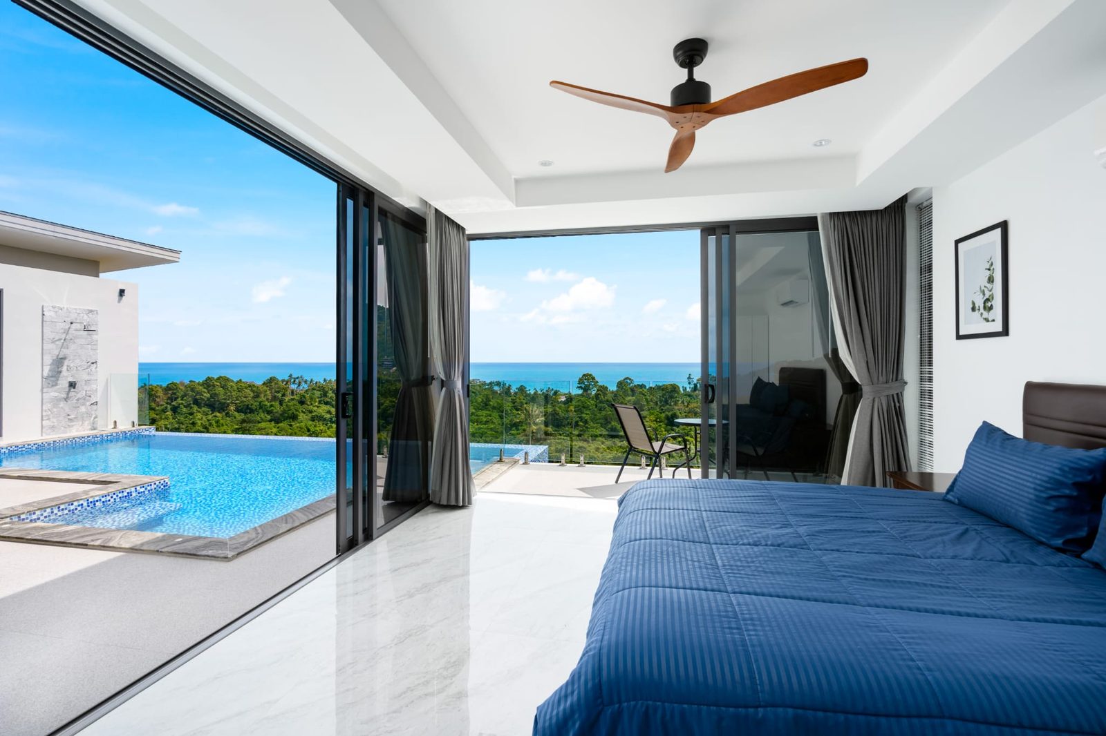 Bedroom opening straight onto the pool terrace