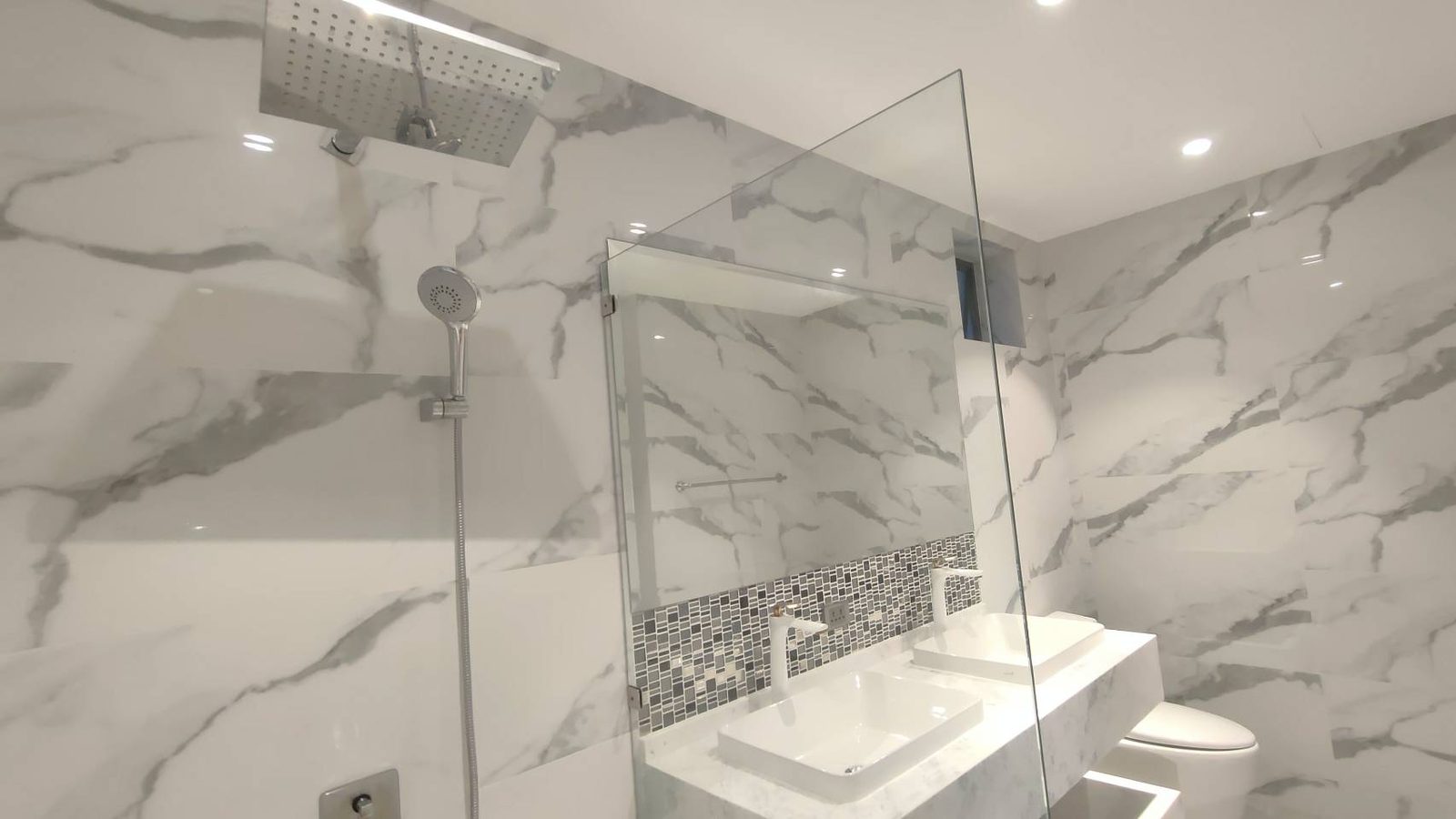 Bathroom with a glass shower