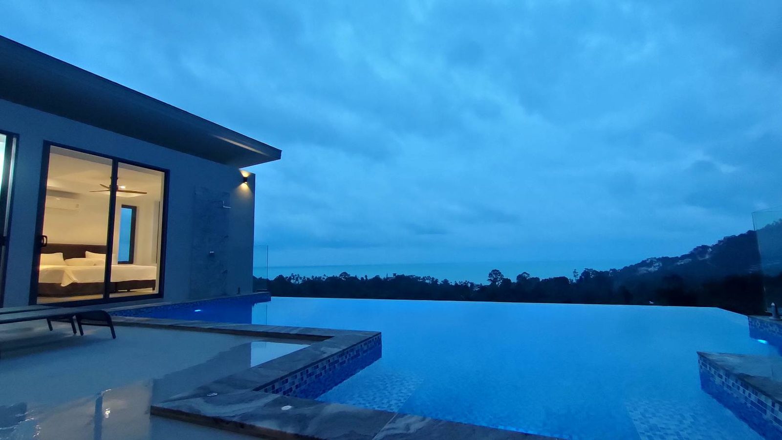 The pool at dusk