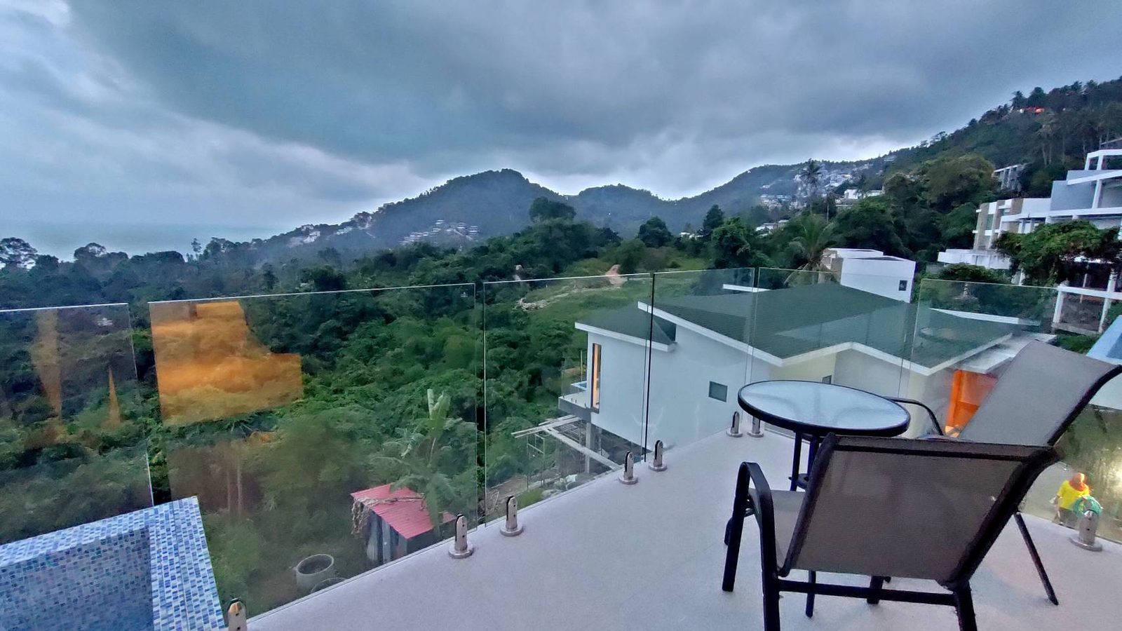 The hillside and the neighbouring villas seen from the terrace