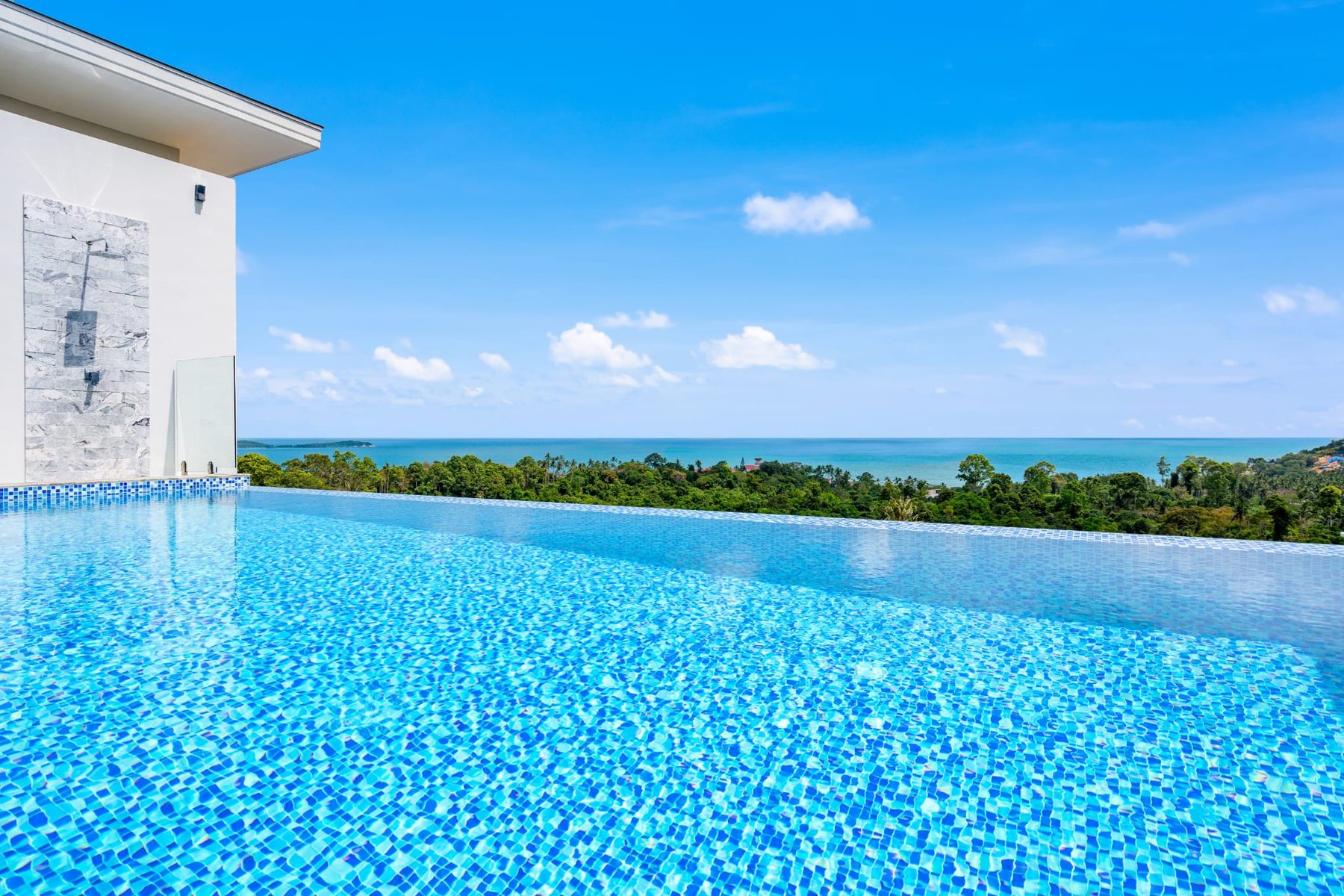Infinity-edge pool looking out over the bay