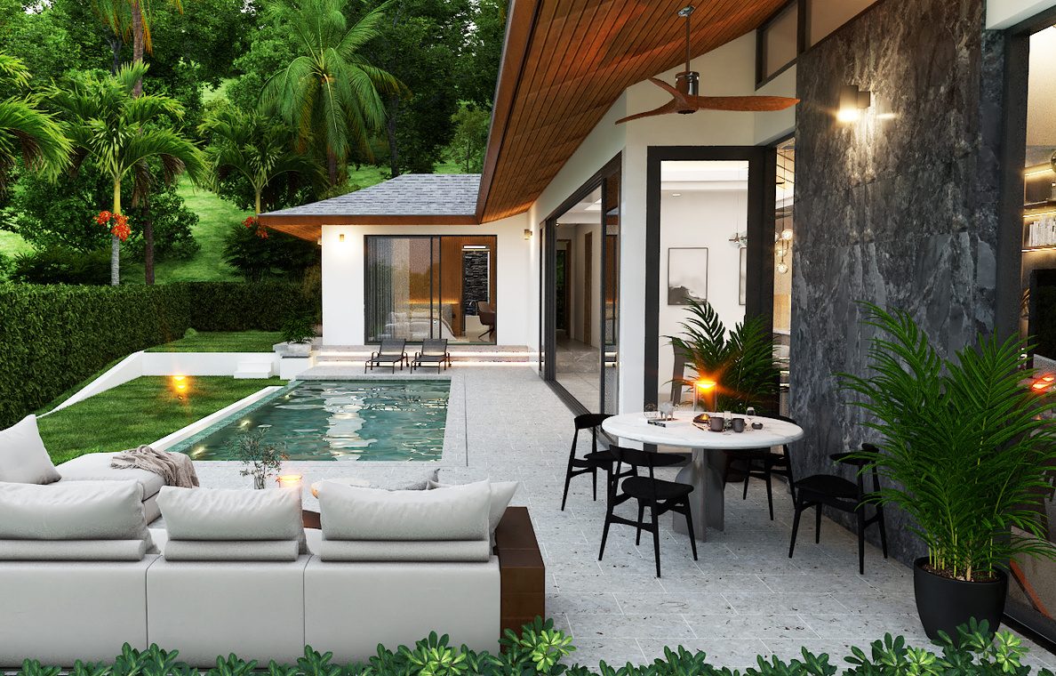 Pool terrace by the villa